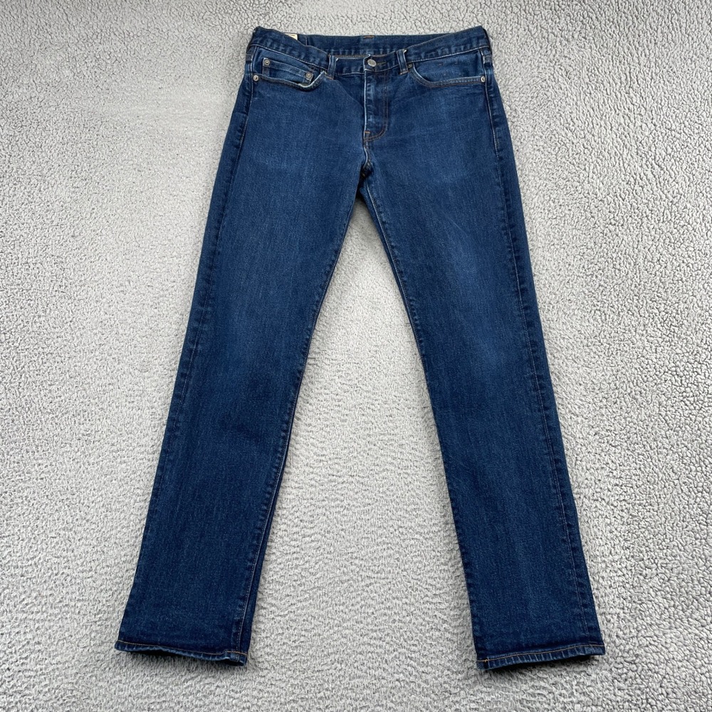 J.Crew Jeans Mens 32x32 Blue 770 Straight Fit Dark Wash Denim Pants Stretch